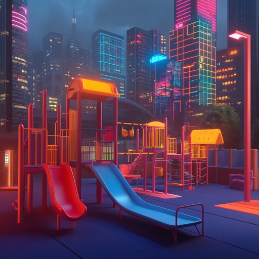 Step into a futuristic city where whimsical beats and vibrant synths bring a sense of playful adventure. The urban landscape is teeming with neon lights, inviting exploration and excitement through an exhilarating cyberpunk soundtrack.