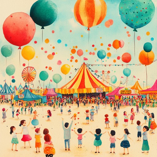 Bouncing and cheerful tune set in a whimsical carnival atmosphere, creating a fun and light hearted mood that uplifts the spirits of children and adults alike. Accompanied by vibrant and playful melodies, this track embodies joyful fun at the carnival.