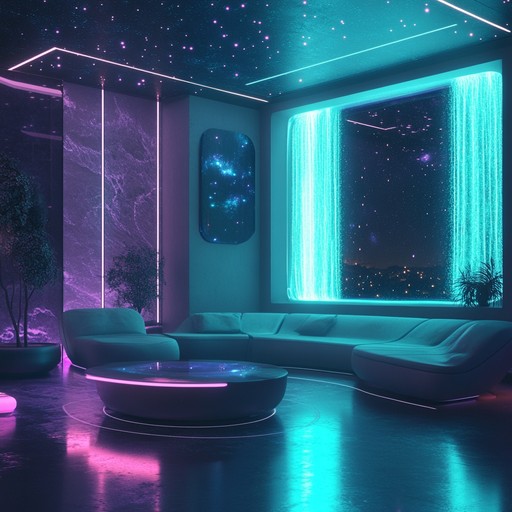 A mystical blend of torch lounge music infused with ethereal elements, creating an otherworldly atmosphere. The piece is built around soft piano notes and expansive, shimmering synths, evoking a sense of floating through galactic moonlit velvet skies.