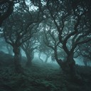 hauntingly melancholic, eerie whispers through ancient woods