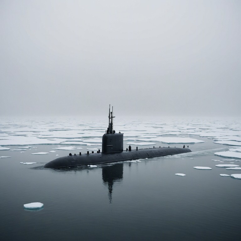 This instrumental piece captures the haunting, tense atmosphere of a russian naval voyage through the ice covered arctic waters. Stark and compelling, the composition uses a minimalist approach to convey the isolation and strategic tension experienced by the crew. The harsh environment and the critical mission intertwine to create a soundscape that is both chilling and suspenseful.