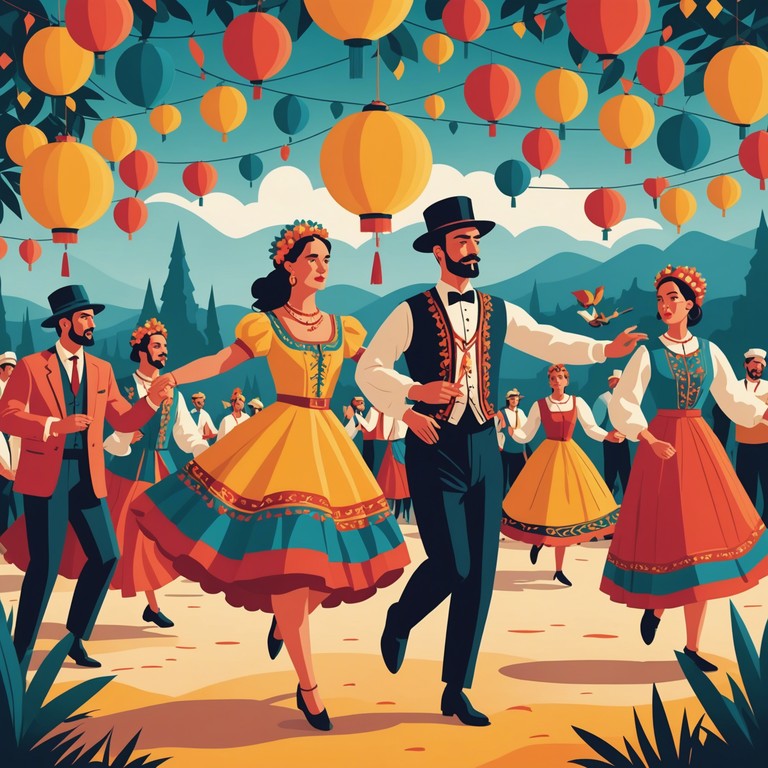 A vibrant, energetic track featuring traditional eastern european musical motifs blended with modern dance elements, creating a festive and celebratory mood perfect for lively gatherings and joyful events