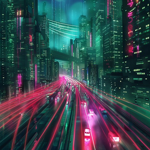 Infused with pulsating beats and radiant synths, this energetic piece captures the essence of a cyber chase through a futuristic city bathed in neon lights. It's an electrifying auditory experience that embodies the heart of cyberpunk.