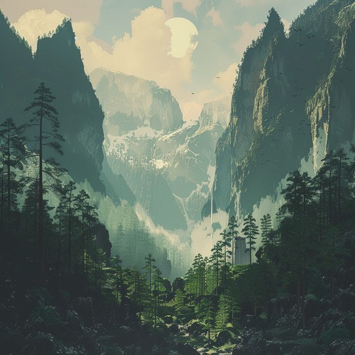 This orchestral composition captures the untamed beauty of natural landscapes with sweeping strings, powerful brass, and rousing percussion. It evokes the majesty of mountains, the serenity of forests, and the powerful rush of rivers. The piece builds from a tranquil opening, gradually increasing in intensity and energy, showcasing nature's raw power and timeless grandeur.