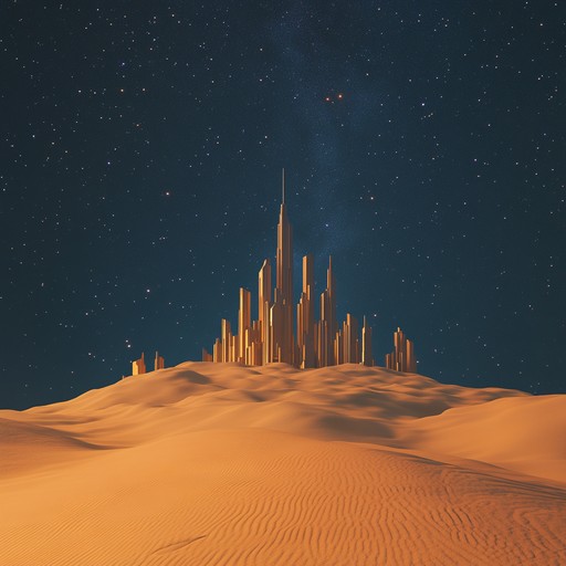 An instrumental journey merging futuristic electronic textures with traditional middle eastern instrumentation, evoking the feeling of traversing a mystical desert landscape.