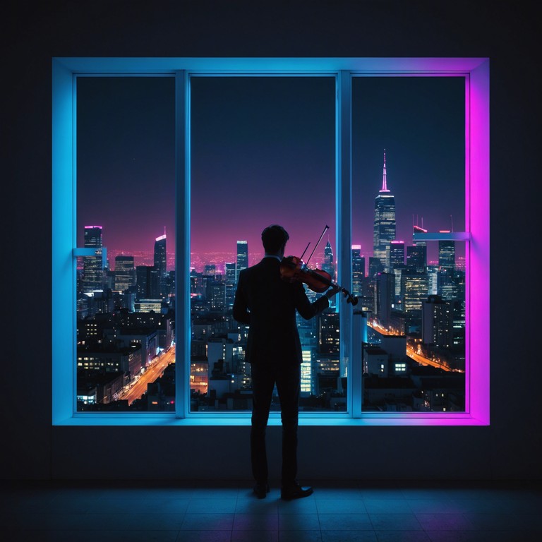 This track features a dynamic juxtaposition of hard hitting urban dubstep rhythms layered with etheric and ambient elements creating a sophisticated soundscape reminiscent of neon lit cityscapes at night. Sorrowful violin solos pierce through the textured electronica, adding a poignant narrative touch.