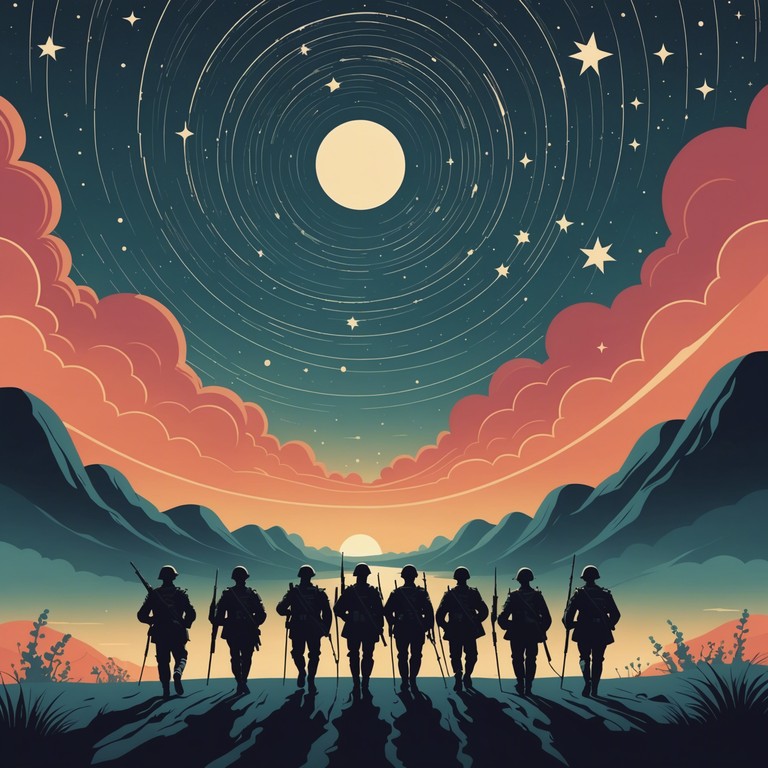 Imagine a track where a disciplined military drumbeat merges with swirling, otherworldly synthesizer lines to transport the listener from a structured march to a boundless mental journey. The persistent rhythm of the snare drum grounds you while ethereal synths enhance the sense of a surreal, mind bending expedition.