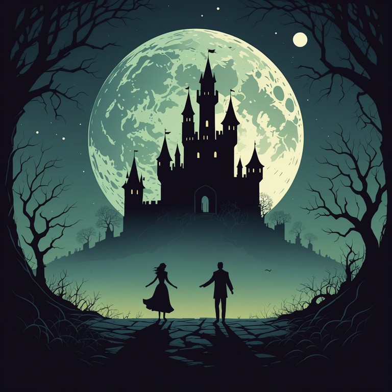 A track that harnesses eerie, pulsating synth lines to create a haunting atmosphere, emulating footsteps echoing through an abandoned, moonlit castle. The composition plunges into darker harmonics, reflecting the intertwining dance of shadow and light under the pale moon, inviting the listener on an enigmatic journey through the night.