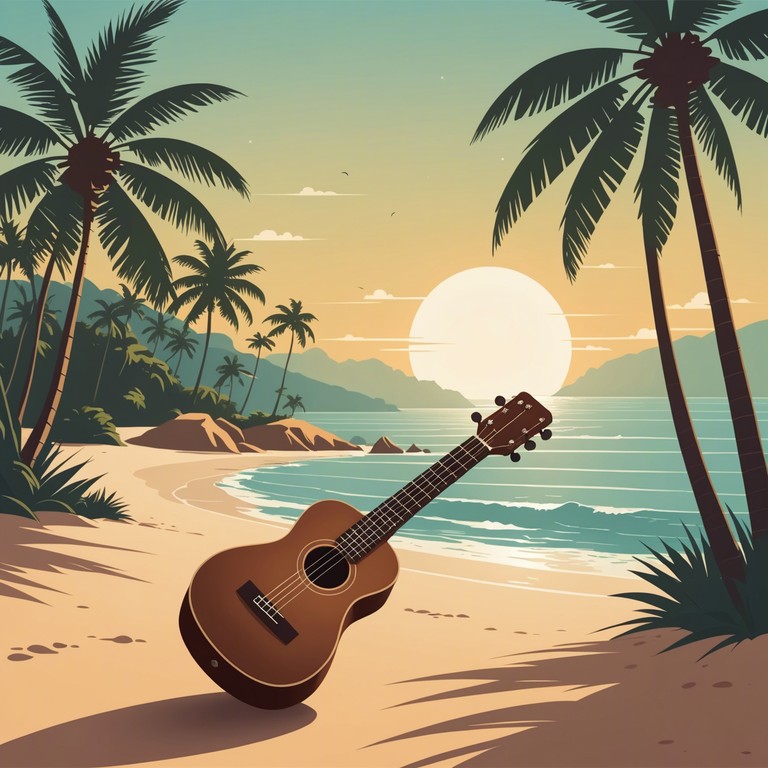 Imagine a serene escape where each ukulele strum beckons a wave of calmness, merging soothing melodies with the gentle rustle of palm leaves. The essence of tranquility and softness resounds through every note, offering a peaceful retreat.