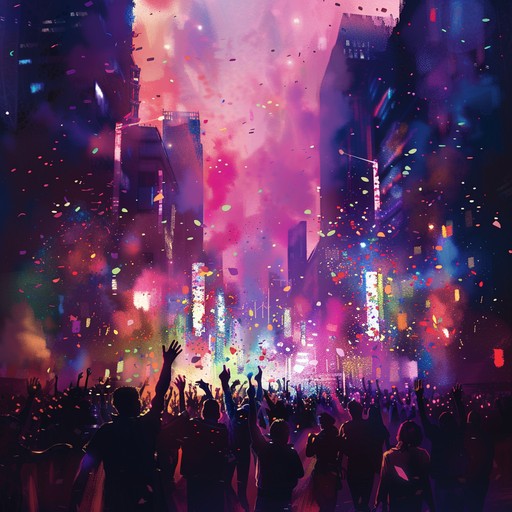 A powerful combination of electric guitar and glittery synthpop beats, fostering a sense of triumph and exuberance. Ideal for epic celebration scenes or motivational moments