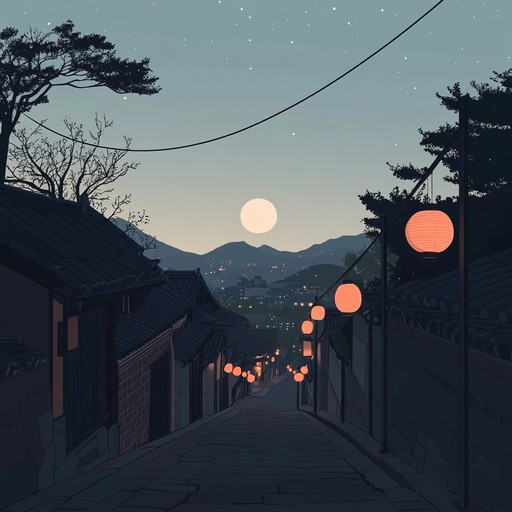 A soothing k pop instrumental that blends traditional korean melodies with modern sounds to evoke the peaceful atmosphere of seoul at night.