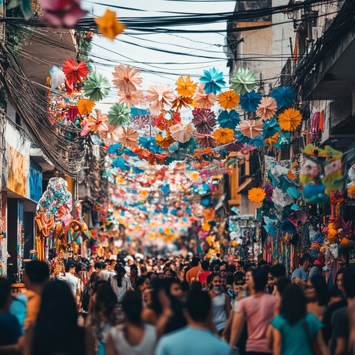 A vibrant instrumental capturing the essence of a bustling carnival street party on a sunny day. Celebratory rhythms, bright melodies, and lively beats paint a picture of jubilant festivities, with each note inviting listeners to dance and celebrate.