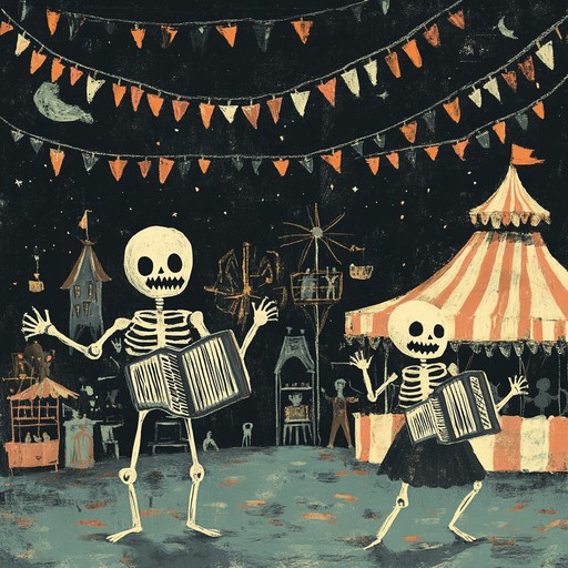 Dance through a spectral fairground with this eerie polka tune. The accordion plays haunting melodies while ghostly whispers and atmospheric sounds creep through the composition, invoking a sense of foreboding and strange nostalgia.