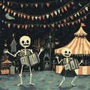 ghostly fairground tune with eerie polka rhythms.