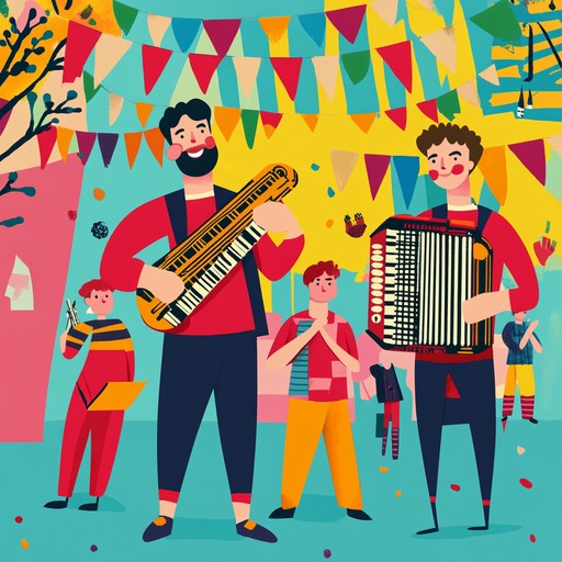 A whimsical instrumental piece that captures the joyful spirit of a traditional jewish celebration, featuring lively klezmer melodies, spirited clarinet solos, and a fast paced rhythm inviting listeners to dance the hora.