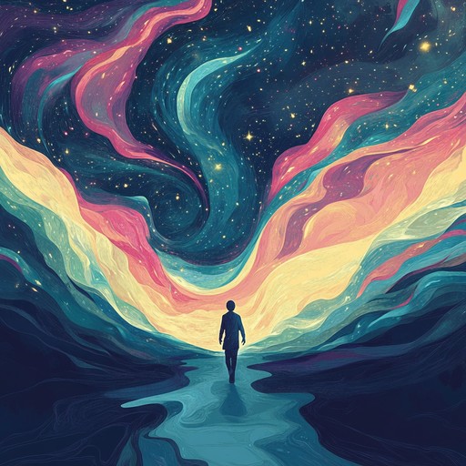 An instrumental psychedelic rock track that gently guides the listener through serene and ethereal soundscapes. Soothing guitar riffs blend with subtle synth textures, creating a tranquil atmosphere reminiscent of a peaceful voyage through inner consciousness. The composition develops gradually, enveloping the listener in a calming, dream like state.