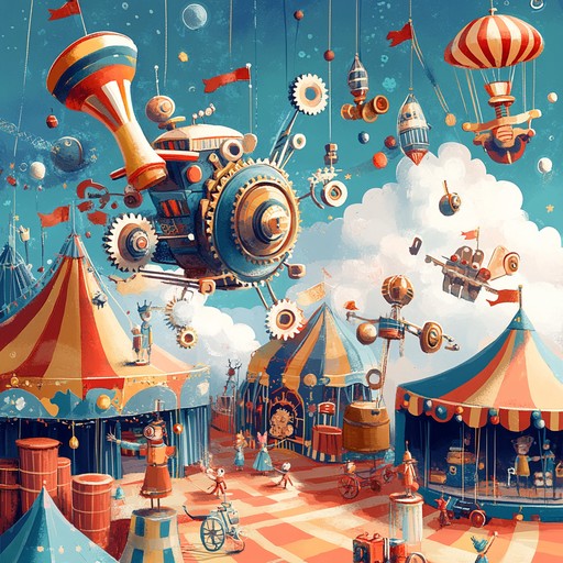 A whimsical drum and bass track blending playful percussion with quirky melodies, invoking the sensation of a chaotic chase through a fantastical clockwork circus. Fast paced rhythms intertwine with unexpected musical twists, delivering an energetic yet lighthearted journey.