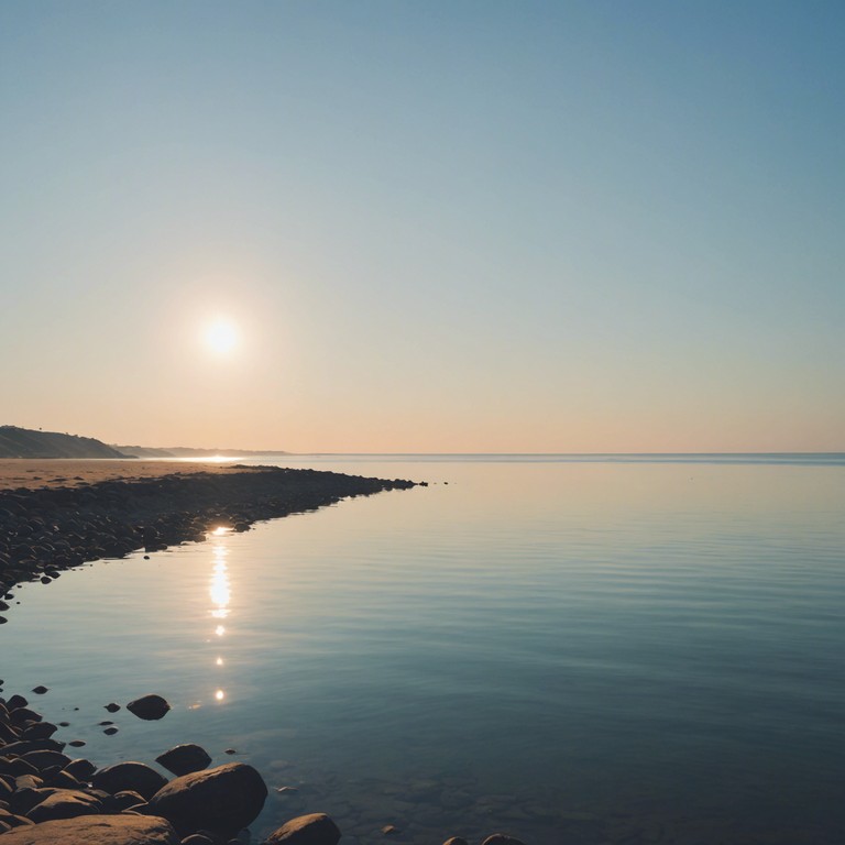 Imagine yourself sitting on a soft sandy beach as the waves gently lap at the shore, the music embodies this peaceful scene, creating a restorative audio experience that mirrors the quiet energy of a calm sea.