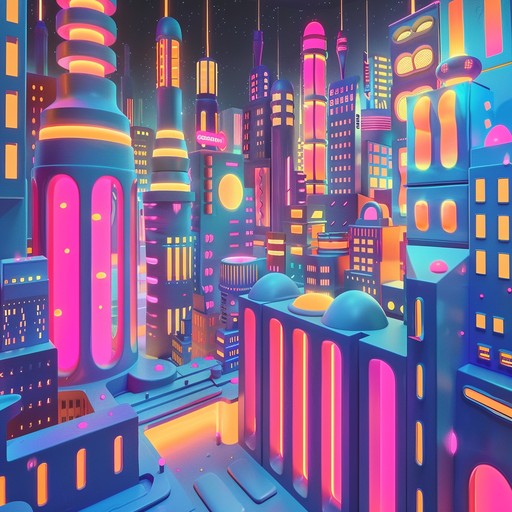 Imagine a vibrant world of neon lights and candy coated dreams. Bright synth leads dance playfully, evoking a sense of carefree fun and nostalgic wonder. The track layers whimsical melodies with upbeat tempos, creating an energetic and dreamlike atmosphere. Perfect for evoking childhood memories or setting a magical, futuristic scene.