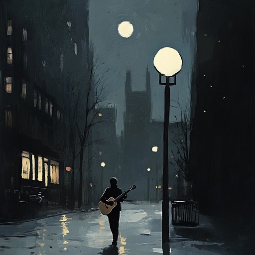 An intimate instrumental latin jazz piece that captures the essence of a quiet midnight in a bustling city, where soft guitar rhythms blend seamlessly with warm saxophone tones, creating a soothing and romantic atmosphere.