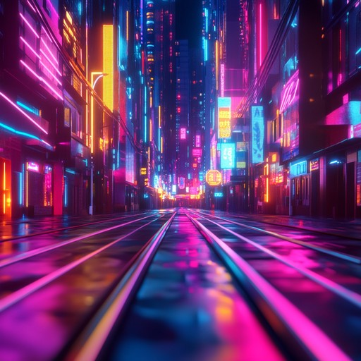 A thrilling instrumental track with bold, energetic rhythms, shimmering synths, and a relentless pulse, creating an electrifying atmosphere reminiscent of 1980s new wave. The vibrant soundscapes evoke a sense of neon lit city nights, fast paced adventures, and futuristic vibes, making it perfect for scenes of excitement and high energy.