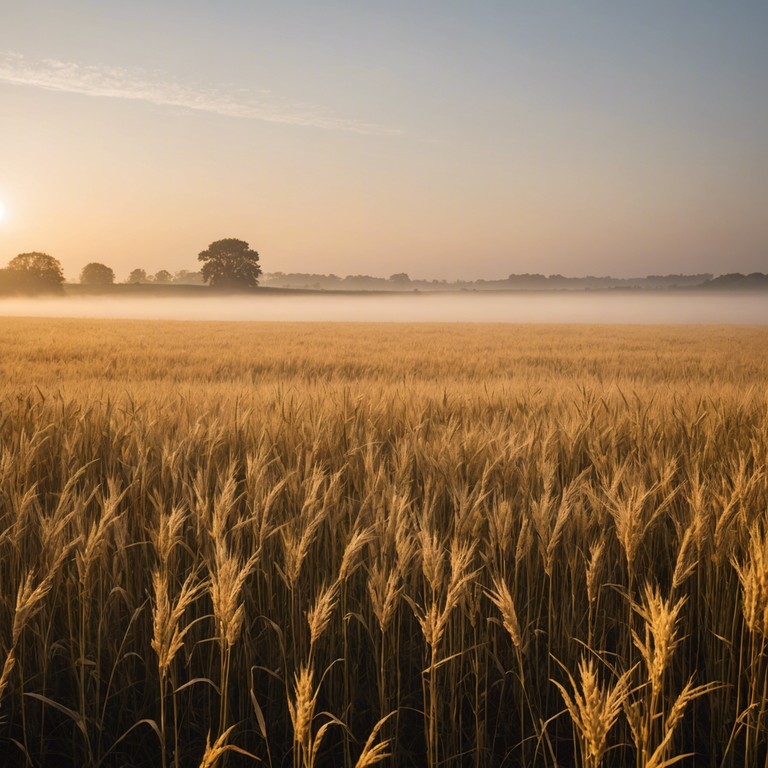 A heartwarming country track featuring an acoustic guitar, evoking images of a peaceful sunrise over vast, golden wheat fields. The music softly builds, conveying a sense of renewal and hope, embracing the simplicity and beauty of rural life.