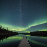 calming strings under nordic celestial lights