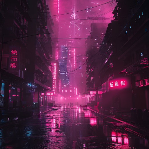 Journey through a neon dystopia, with haunting synth echoes creating an eerie cyberpunk atmosphere.