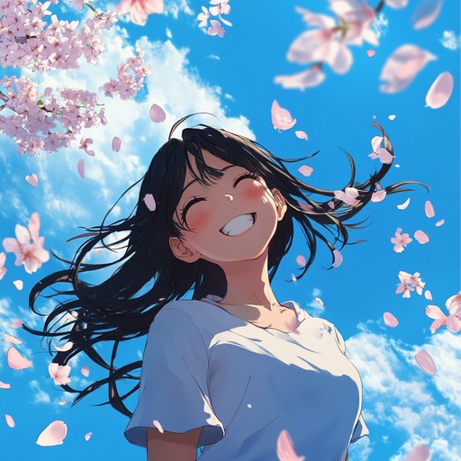 A cheerful instrumental piece inspired by anime soundtracks, featuring bright melodies and upbeat rhythms that evoke the excitement and happiness of sunny summer days and youthful experiences