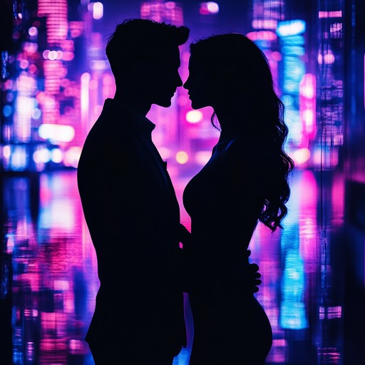 A mesmerizing synth linked tune that captures the timeless passion of lovers illuminated by a vibrant neon glow, highlighting emotions of yearning and mystique through harmonically rich synthesizers.