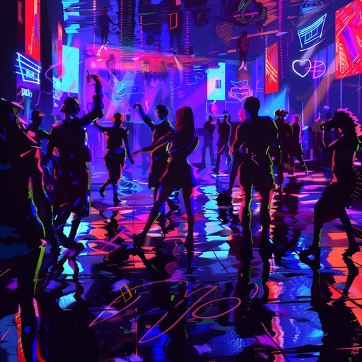 Immerse yourself in a lively atmosphere with bright flashing neon lights, pulsing rhythms, and captivating electronic melodies