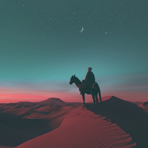 Imagine a serene night under the starlit arabian sky, with warm winds carrying the scent of jasmine. The music encapsulates the essence of mystery and allure of the arabian desert, blended with traditional rhythms and modern harmony to create a captivating experience.