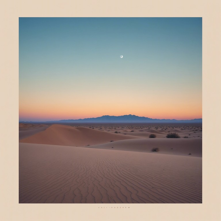 A serene musical piece infusing traditional indian raga with ambient influences, capturing the quiet majesty of a sunrise over the desert. Mellow sitar lines weave through a soundscape of gentle electronic swells, evoking peace and introspection.