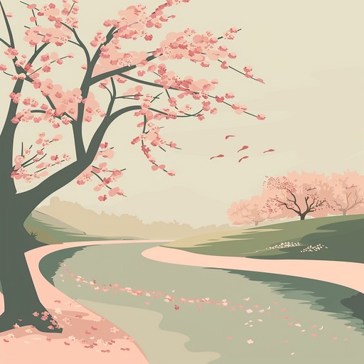 Experience the tranquility and love of spring through a soulful j pop instrumental with delicate shamisen melodies, evoking images of cherry blossoms and peaceful reflections under the sakura skies.