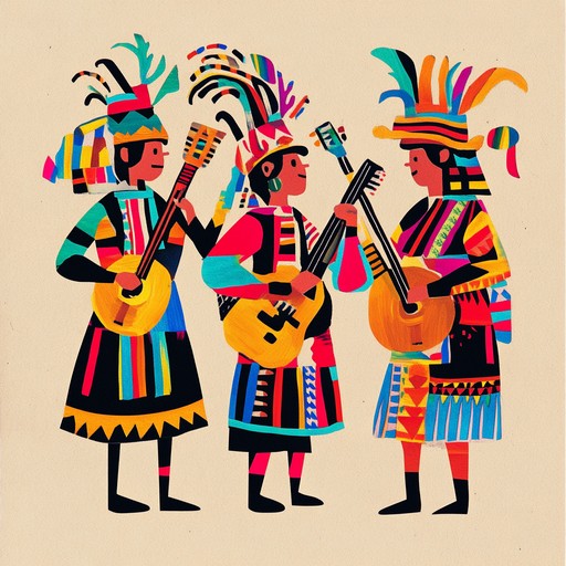 This lively track features vibrant andean rhythms and infectious melodies that transport listeners to a festive incan celebration. Percussion and traditional instruments create a jubilant, danceable atmosphere, perfect for capturing the spirit of a lively, community gathering. Expect joyous chanting, enthusiastic drumming, and melodious panpipes weaving together an ecstatic and immersive musical experience.