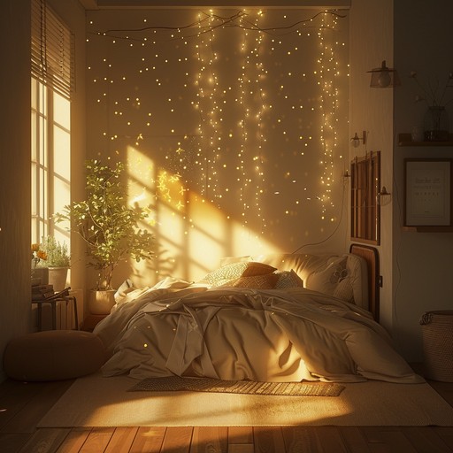 An intimate lullaby featuring a softly plucked acoustic guitar, creating an atmosphere of serene calmness and warmth. The soothing melodies and tender harmonies gently envelop the listener, perfect for a peaceful night’s sleep.