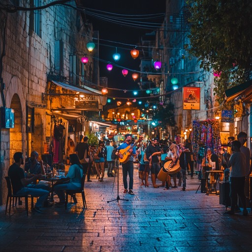 A thrilling instrumental track that blends traditional klezmer clarinet melodies with modern energetic beats, capturing the vibrancy of jewish music and the excitement of a nighttime dance