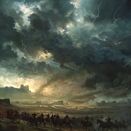 This intense orchestral composition creates the atmosphere of a grand battlefield, capturing the tension, bravery, and energy of warriors in the heat of combat. From the soaring strings to the pounding percussion, every note is designed to evoke powerful emotions, making it perfect for cinematic climaxes and dramatic storytelling. This intense orchestral composition creates the atmosphere of a grand battlefield, capturing the tension, bravery, and energy of warriors in the heat of combat. From the soaring strings to the pounding percussion, every note is designed to evoke powerful emotions, making it perfect for cinematic climaxes and dramatic storytelling.