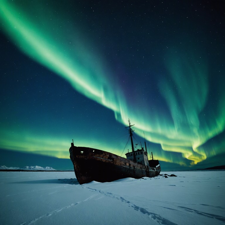 This track encapsulates the haunting solitude of long abandoned russian naval bases in the arctic circle, with waves echoing through empty, ice clad structures. The chilling solitude is conveyed through the sparse but compelling use of a theremin, a symbol of isolation and ghostly presences. The eerie melodies mimic the cold winds and the echo of distant, forgotten orders, enveloping the listener in an auditive exploration of abandonment and the majesty of icy seascapes.