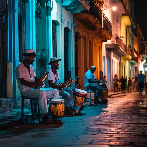 A pulsating instrumental that blends contemporary urban beats with traditional afro cuban percussion, creating a vibrant soundscape that captures the essence of havana's streets at night.