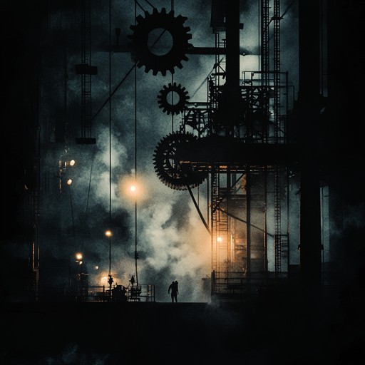 An instrumental track that blends heavy industrial beats with distorted guitar riffs, creating a haunting atmosphere that evokes the feel of an abandoned factory at night. The song builds layers of mechanical sounds and eerie melodies, taking the listener on an emotive journey through a dystopian landscape.