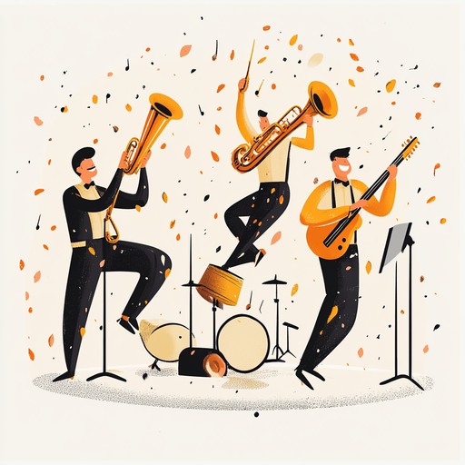 A high energy swing track with robust horn sections and relentless rhythms, perfect for celebrating victories and empowering moments. Catches the essence of 1940s swing with a modern twist, creating an inspiring auditory experience.