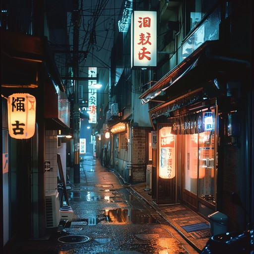 This anxious instrumental track reflects a protagonist's eerie nighttime journey through tokyo. Trembling synthesizers and sparse percussion create a haunting ambiance, mirroring the sense of unease and tension in shadowy alleys, perfect for an anime scene.