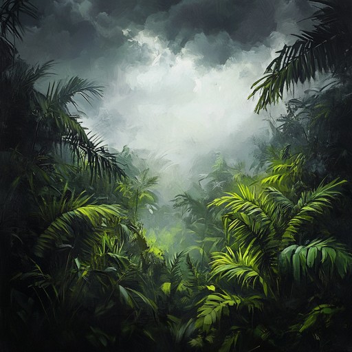 Navigate through a dense, steamy jungle where rhythmic bongos meet haunting synths, and the tension of an impending storm electrifies the air.