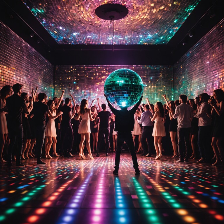 Imagine a track that transports you to the glittering discotheques of the 1970s, where futuristic synths blend with old school disco beats creating a euphoric dance floor experience. The sound is both nostalgic and fresh, invoking feelings of joy and boundless energy as if the stars themselves have aligned to get the night alive.