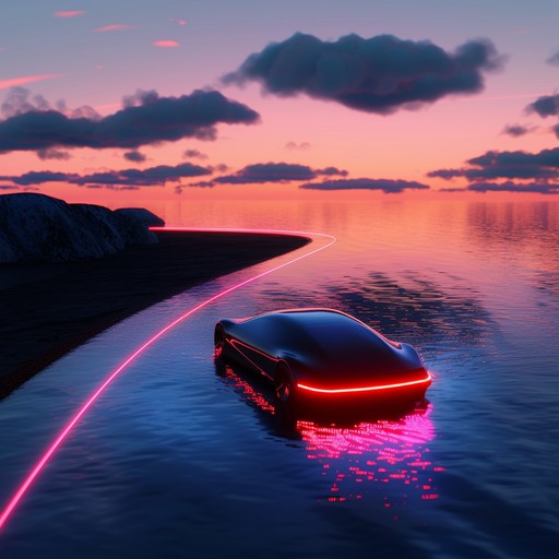 Imagine driving down a coastal highway as the sun sets, casting a beautiful orange and pink glow across the horizon. Synth melodies weave through a lush backdrop, bringing forth memories and a sense of warmth and nostalgia.