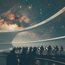 futuristic orchestral fusion with majestic and electronic elements