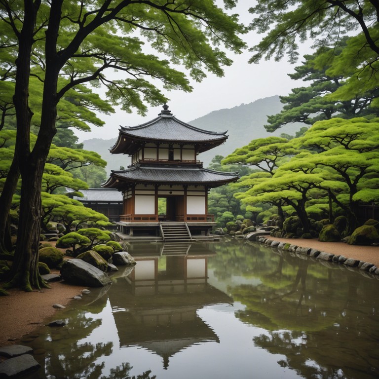 This composition merges the captivating essence of tranquil japanese landscapes with the modern vibes of j pop. Gentle yet profound, the instrumentation carries the essence of a serene rain showering over kyoto's ancient temples, bringing a sense of peace and nostalgia coupled with a touch of contemporary rhythm.