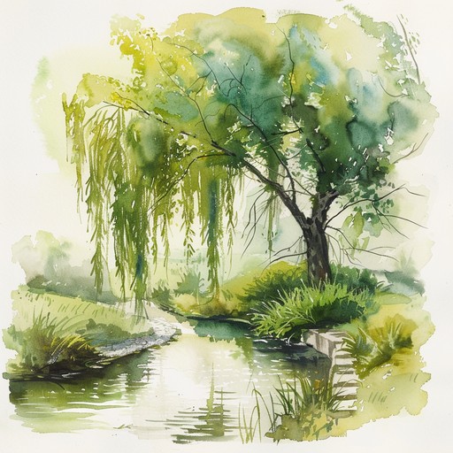 This tranquil piece captures the essence of a serene afternoon under a willow tree, with gentle guitar strums echoing the quiet whispers of nature around. The airy notes evoke a feeling of peace, making it ideal for relaxation or contemplation.