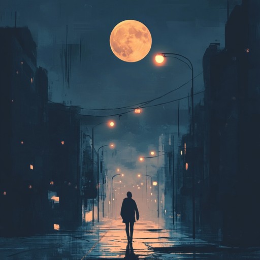 A smooth, downtempo track featuring soft piano chords over laid back beats, evoking the serene atmosphere of walking through a quiet city at night.